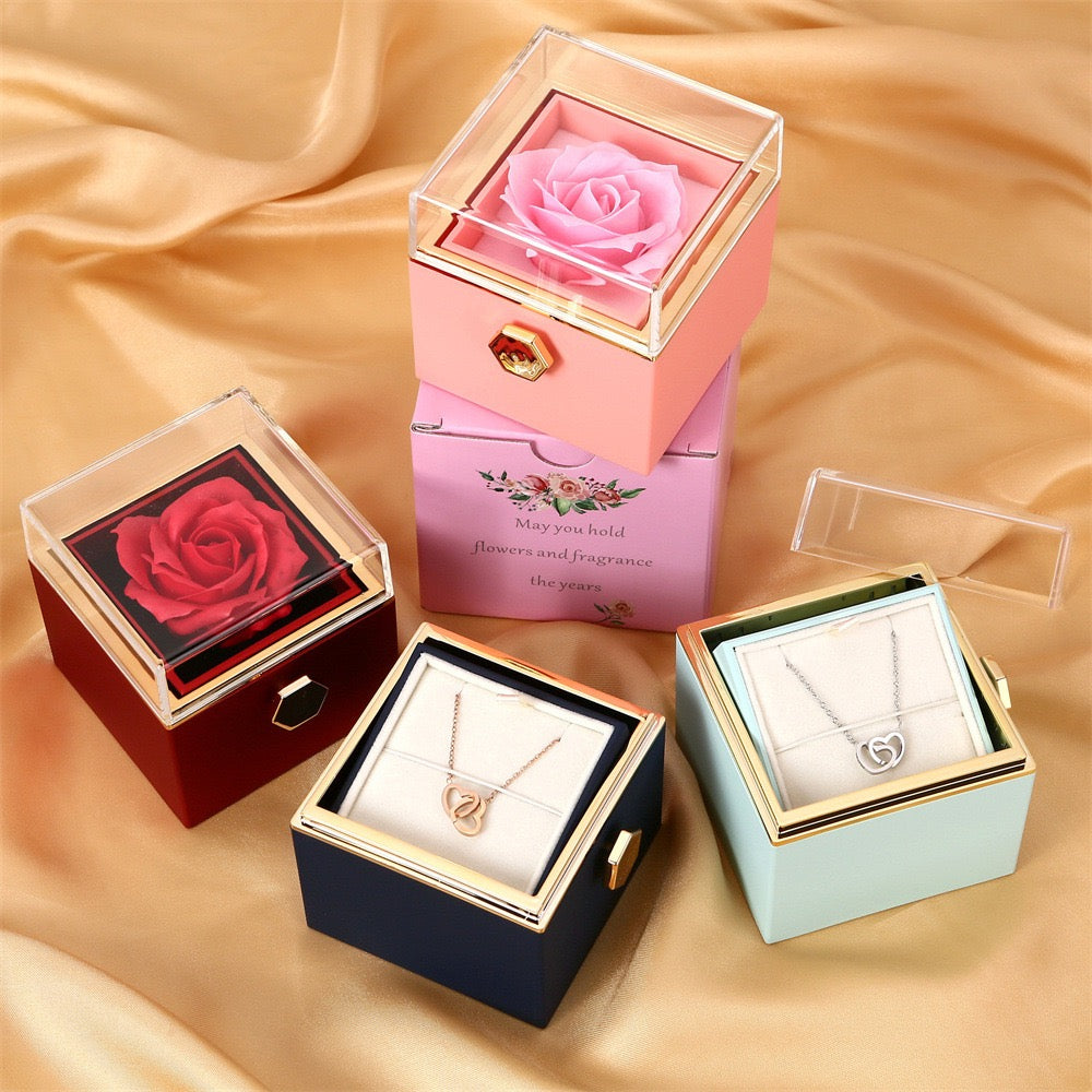 Custom Eternal Rose Jewelry Box with Pendant – Perfect Gift for Valentine’s