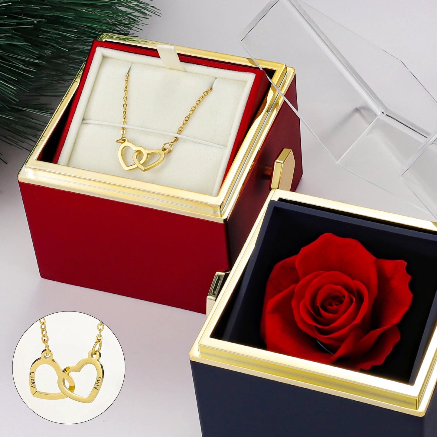 Custom Eternal Rose Jewelry Box with Pendant – Perfect Gift for Valentine’s