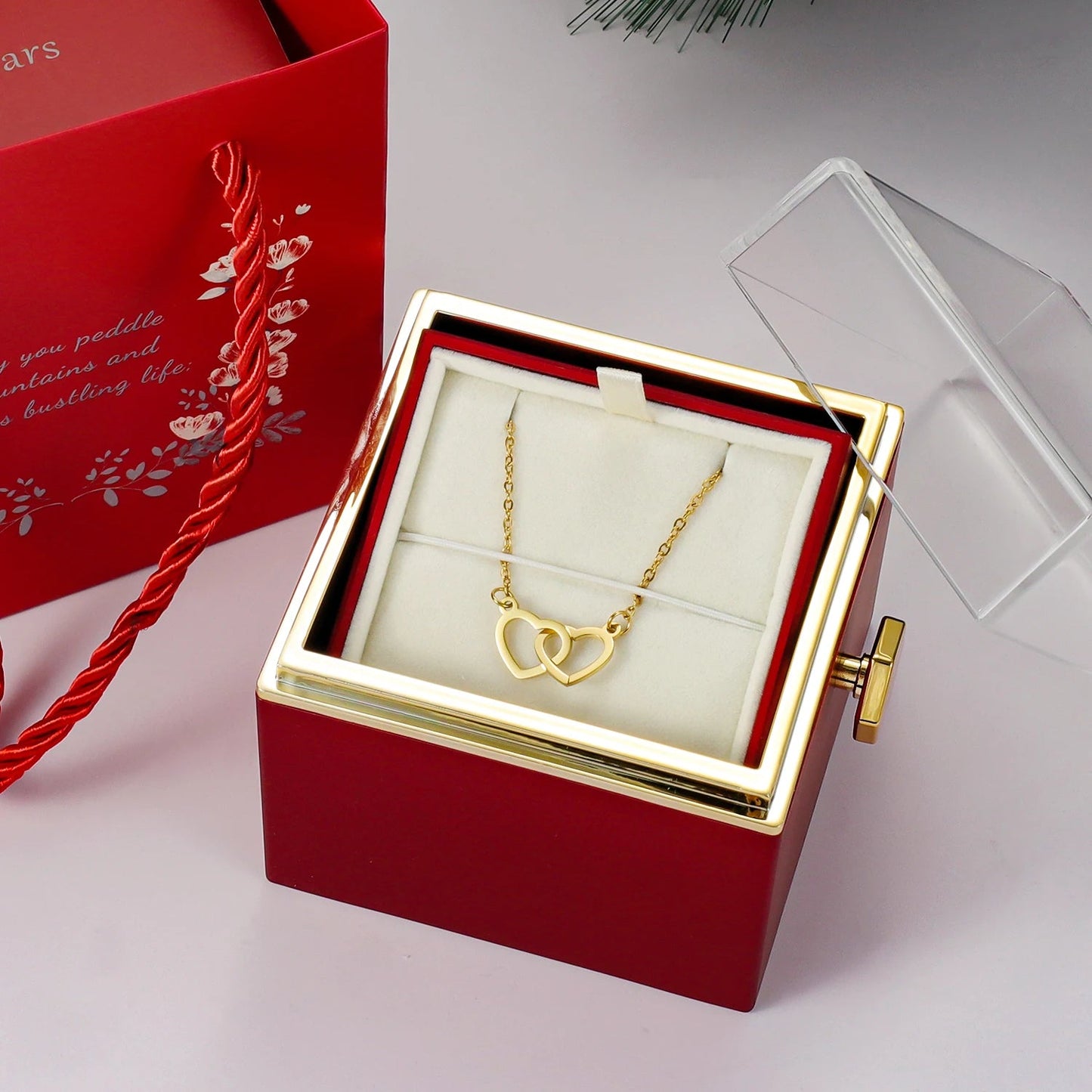 Custom Eternal Rose Jewelry Box with Pendant – Perfect Gift for Valentine’s