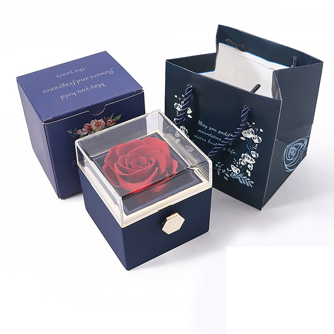 Custom Eternal Rose Jewelry Box with Pendant – Perfect Gift for Valentine’s